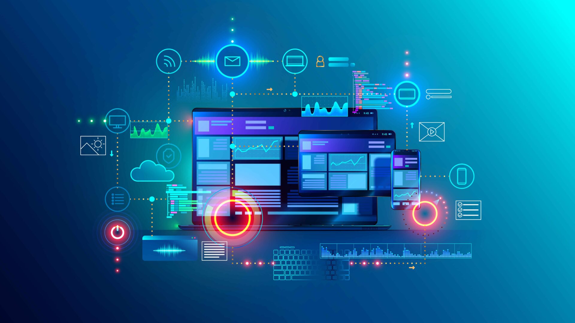 An illustration showing a breakout of various software application components to highlight the need for an application delivery platform An illustration showing a breakout of various software application components to highlight the need for an application delivery platform