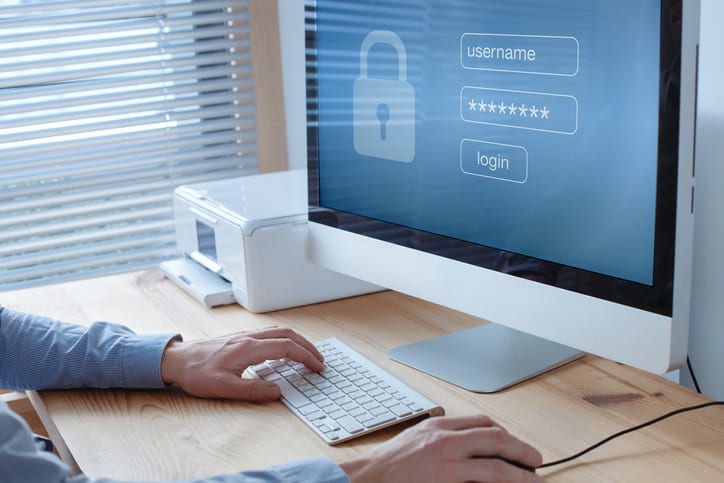 login and password to access secured data online on computer